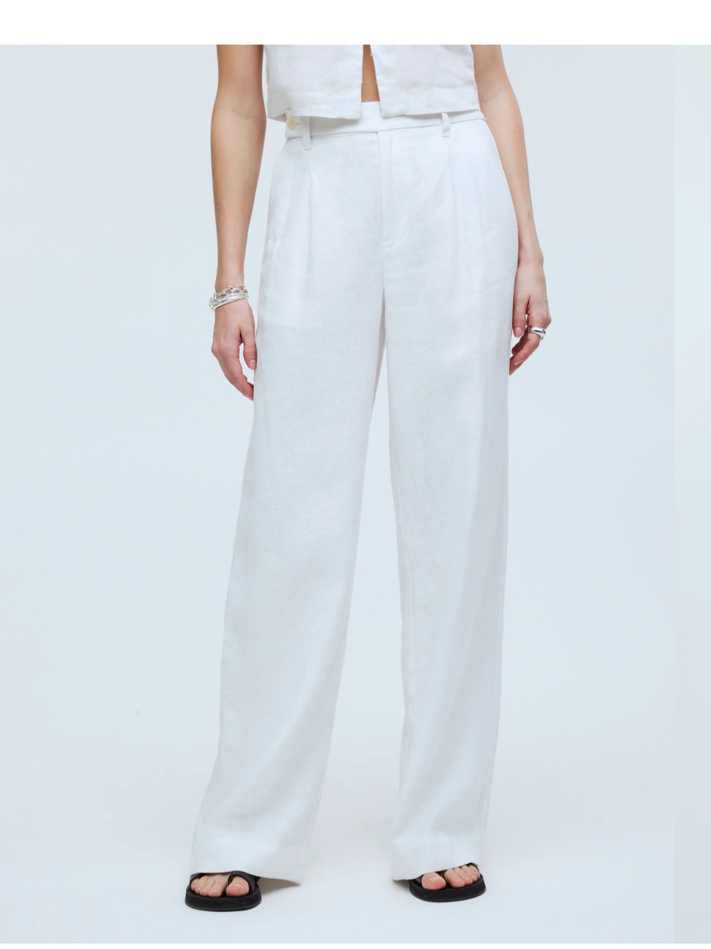 Madewell The Harlow Wide-Leg Pant In 100% Linen Size 6